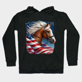 Patriotic Horse American Flag Horseback Riding Western Farm Hoodie